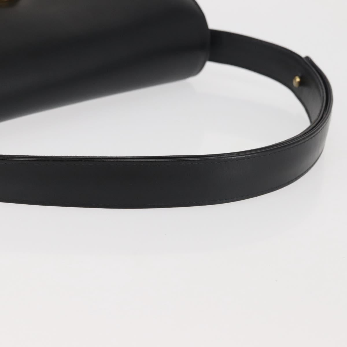 GUCCI Shoulder Bag Leather Black Gold Auth BA5763