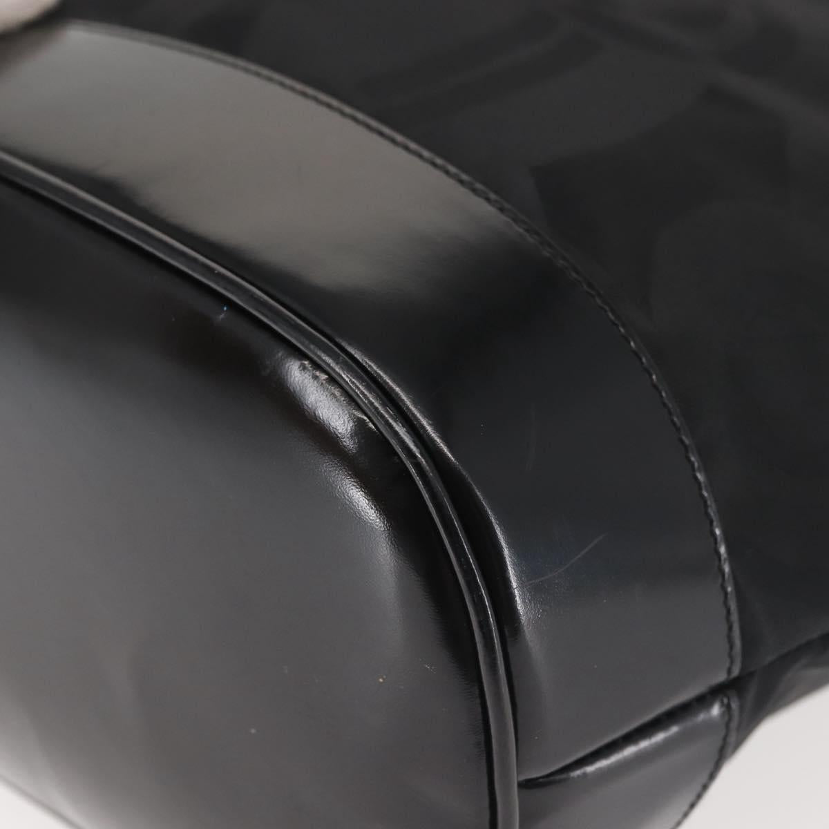 Salvatore Ferragamo Shoulder Bag Nylon Enamel Black Silver Auth BA5766