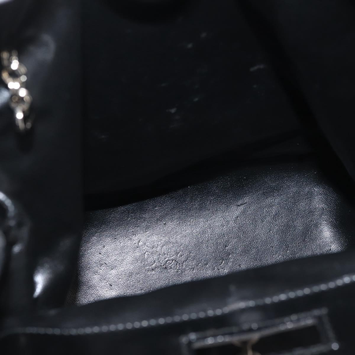 Salvatore Ferragamo Shoulder Bag Nylon Enamel Black Silver Auth BA5766