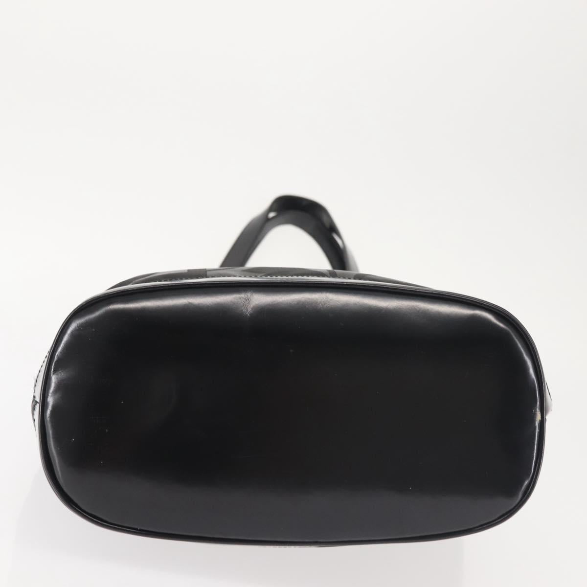 Salvatore Ferragamo Shoulder Bag Nylon Enamel Black Silver Auth BA5766