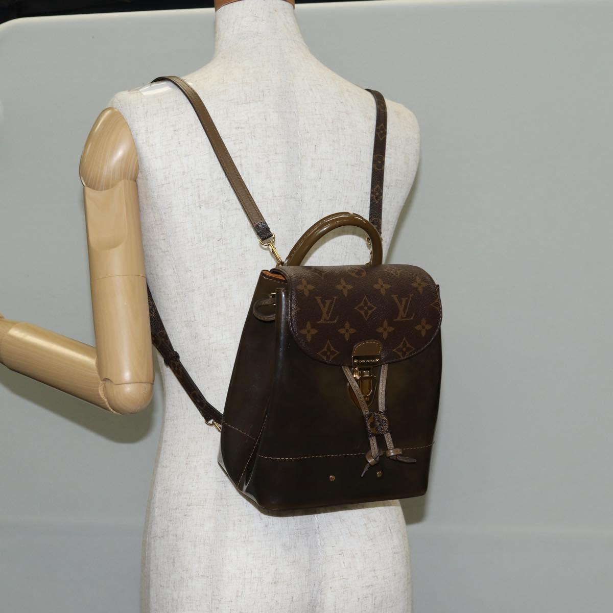 LOUIS VUITTON Monogram Vernis Hot Springs Backpack Khaki M54389 LV Auth BA5768V