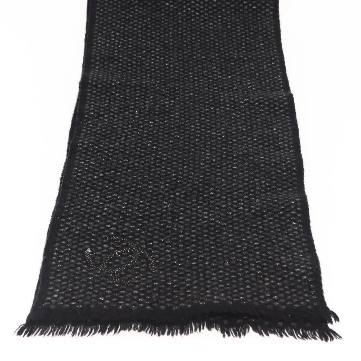 CHANEL Scarf Cashmere Black CC Auth BA5781