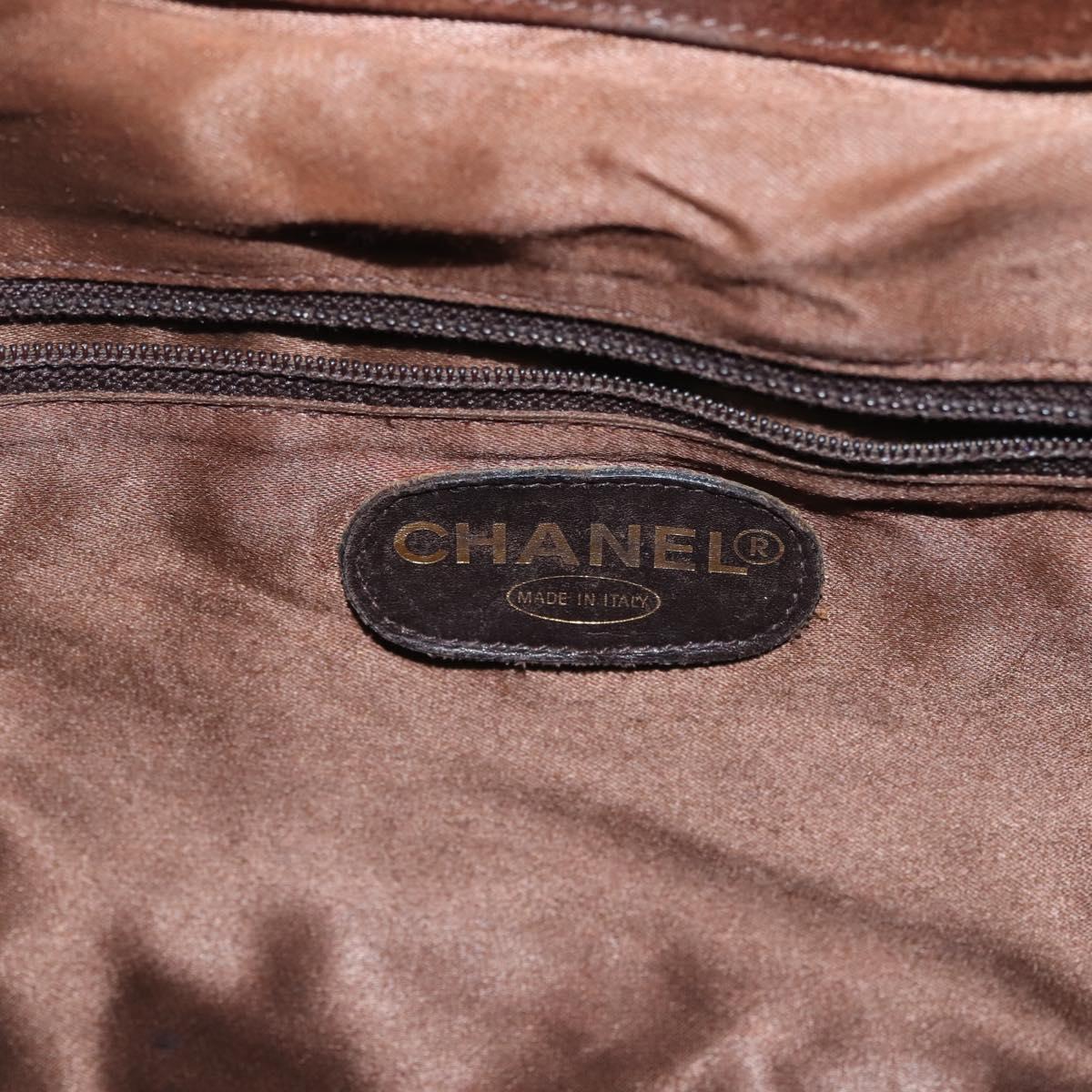 CHANEL Backpack Suede Brown Gold CC Auth BA5805