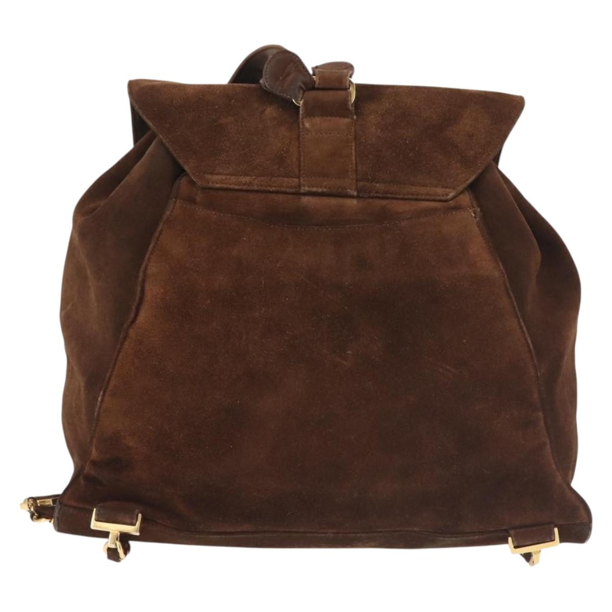 CHANEL Backpack Suede Brown Gold CC Auth BA5805