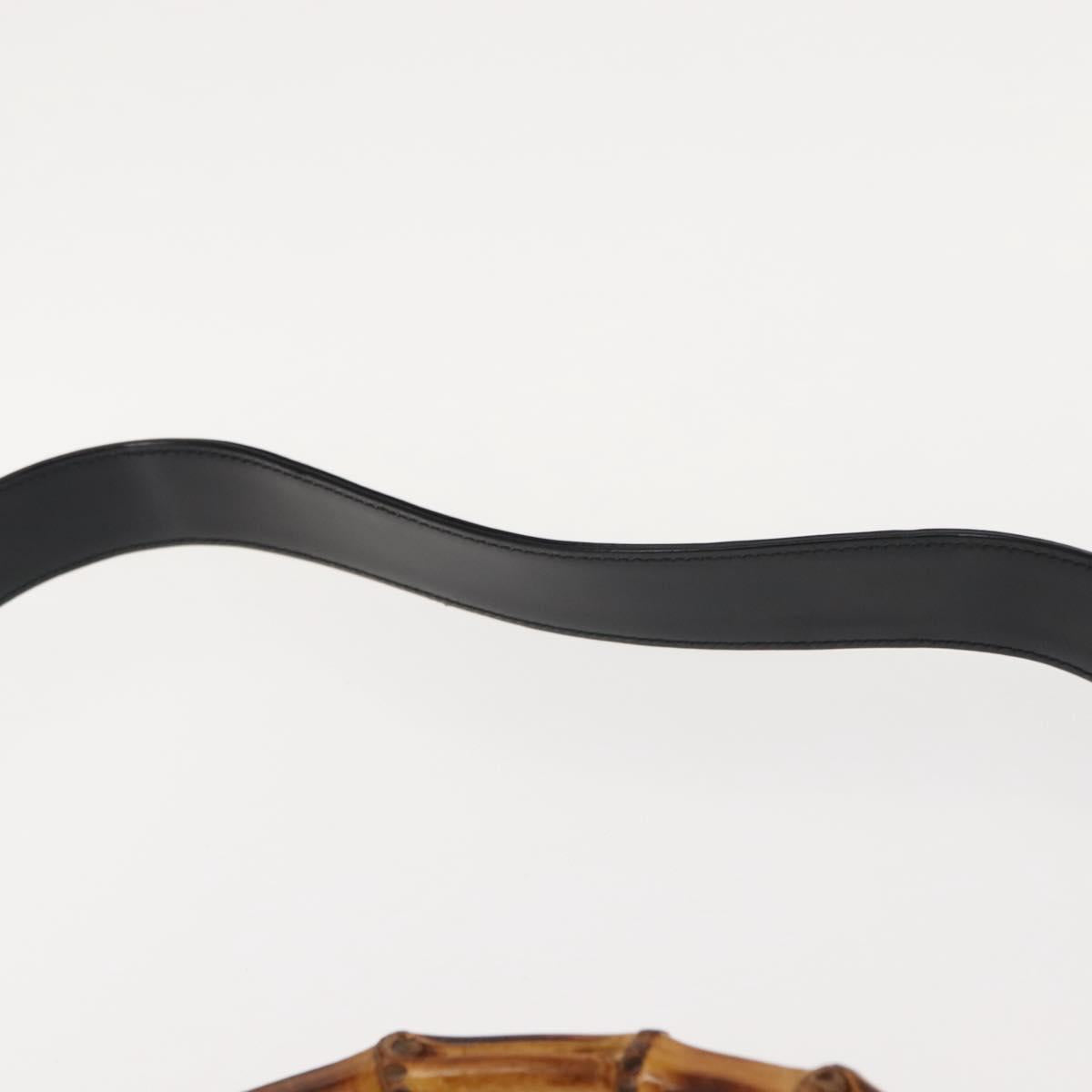 GUCCI Bamboo Hand Bag Nylon 2way Black Silver 001 0166 1577 Auth BA5807