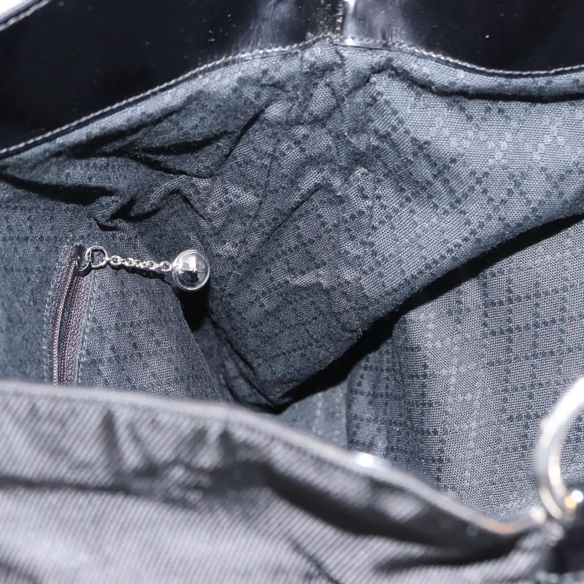 GUCCI Bamboo Hand Bag Nylon 2way Black Silver 001 0166 1577 Auth BA5807