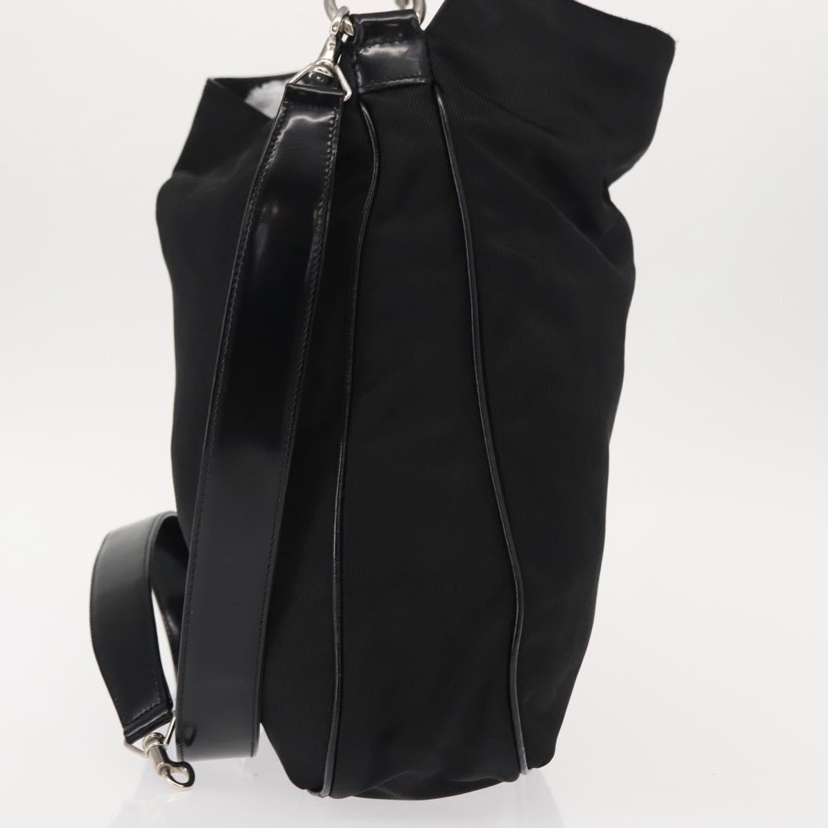 GUCCI Bamboo Hand Bag Nylon 2way Black Silver 001 0166 1577 Auth BA5807