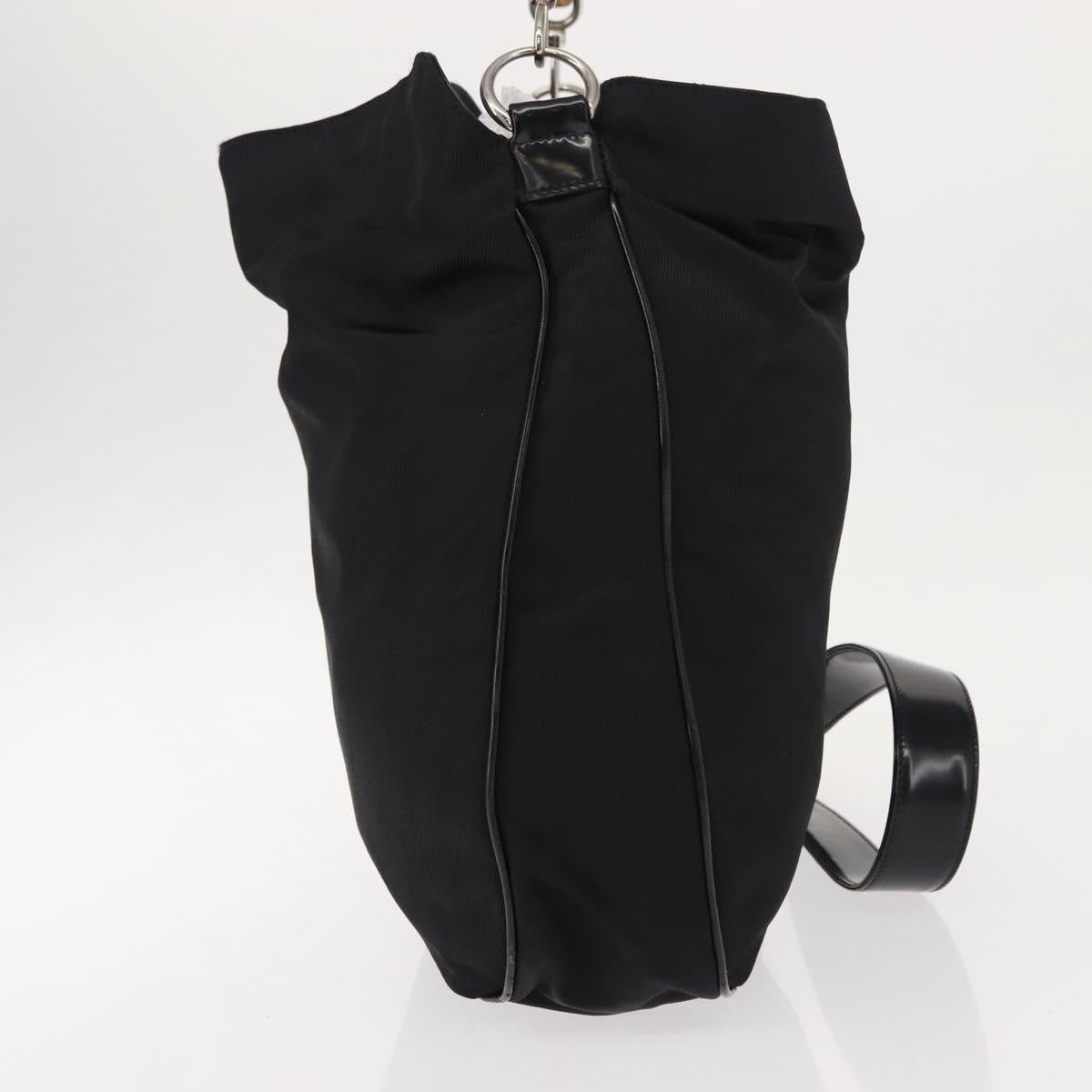 GUCCI Bamboo Hand Bag Nylon 2way Black Silver 001 0166 1577 Auth BA5807