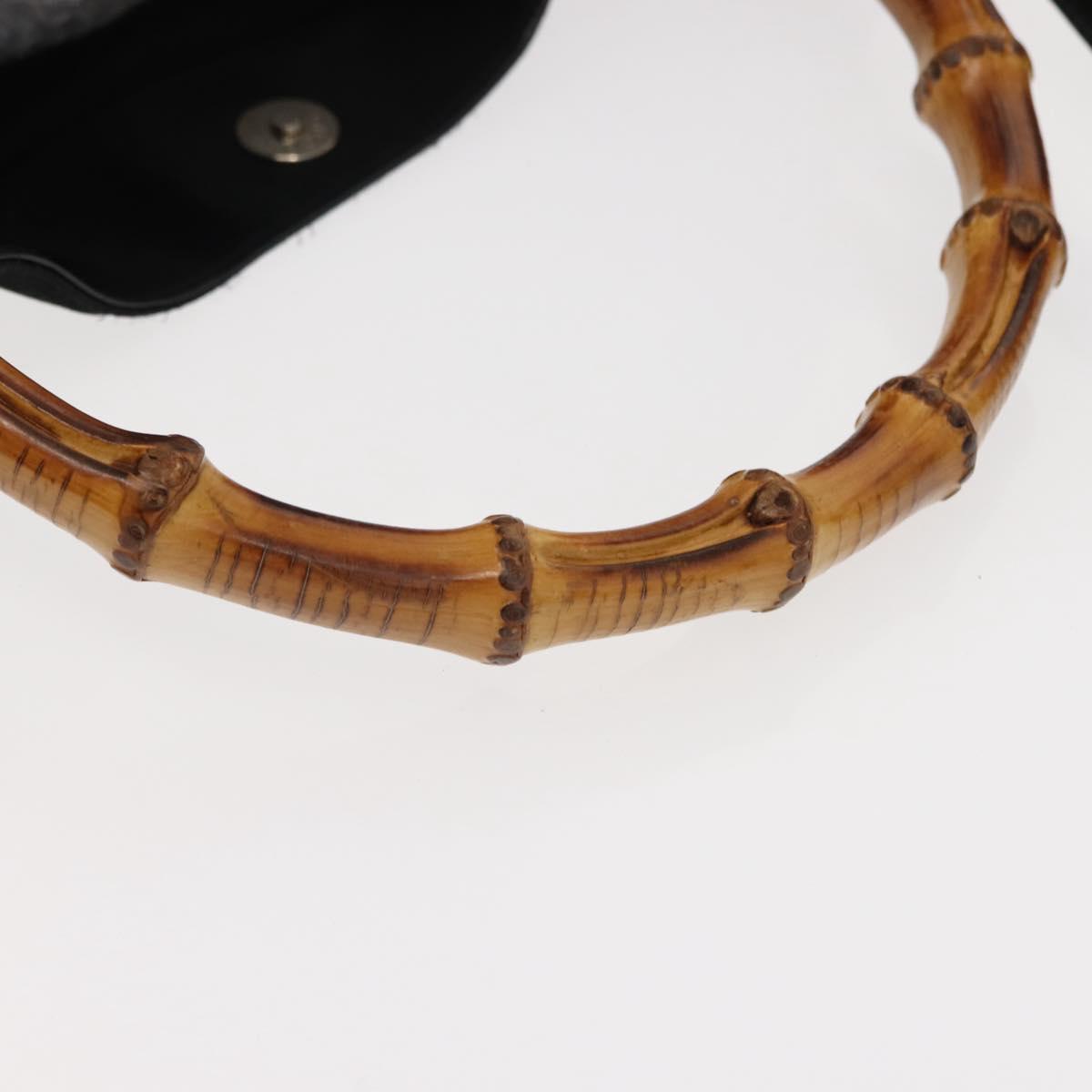 GUCCI Bamboo Hand Bag Nylon 2way Black Silver 001 0166 1577 Auth BA5807