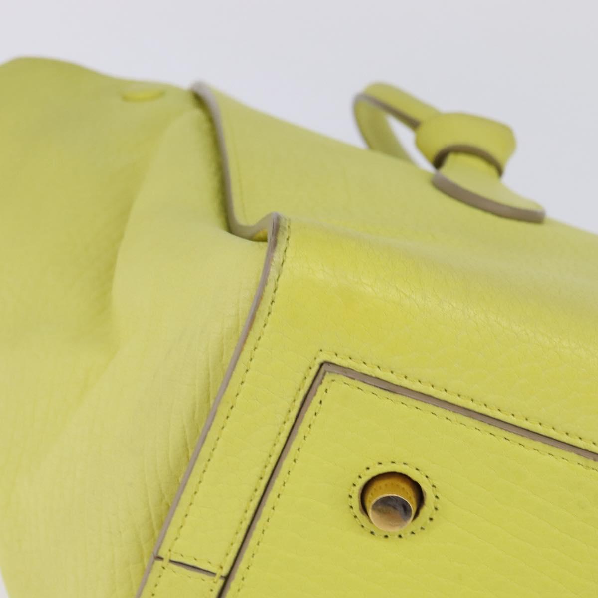 CELINE Thai Mini Hand Bag Leather Yellow Gold Auth BA5808