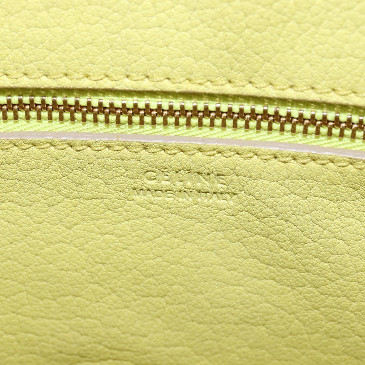 CELINE Thai Mini Hand Bag Leather Yellow Gold Auth BA5808