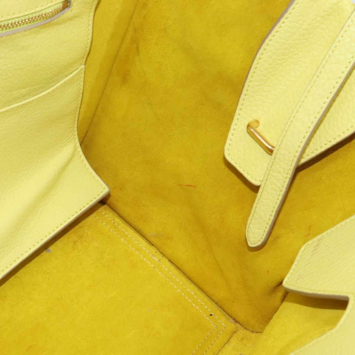 CELINE Thai Mini Hand Bag Leather Yellow Gold Auth BA5808