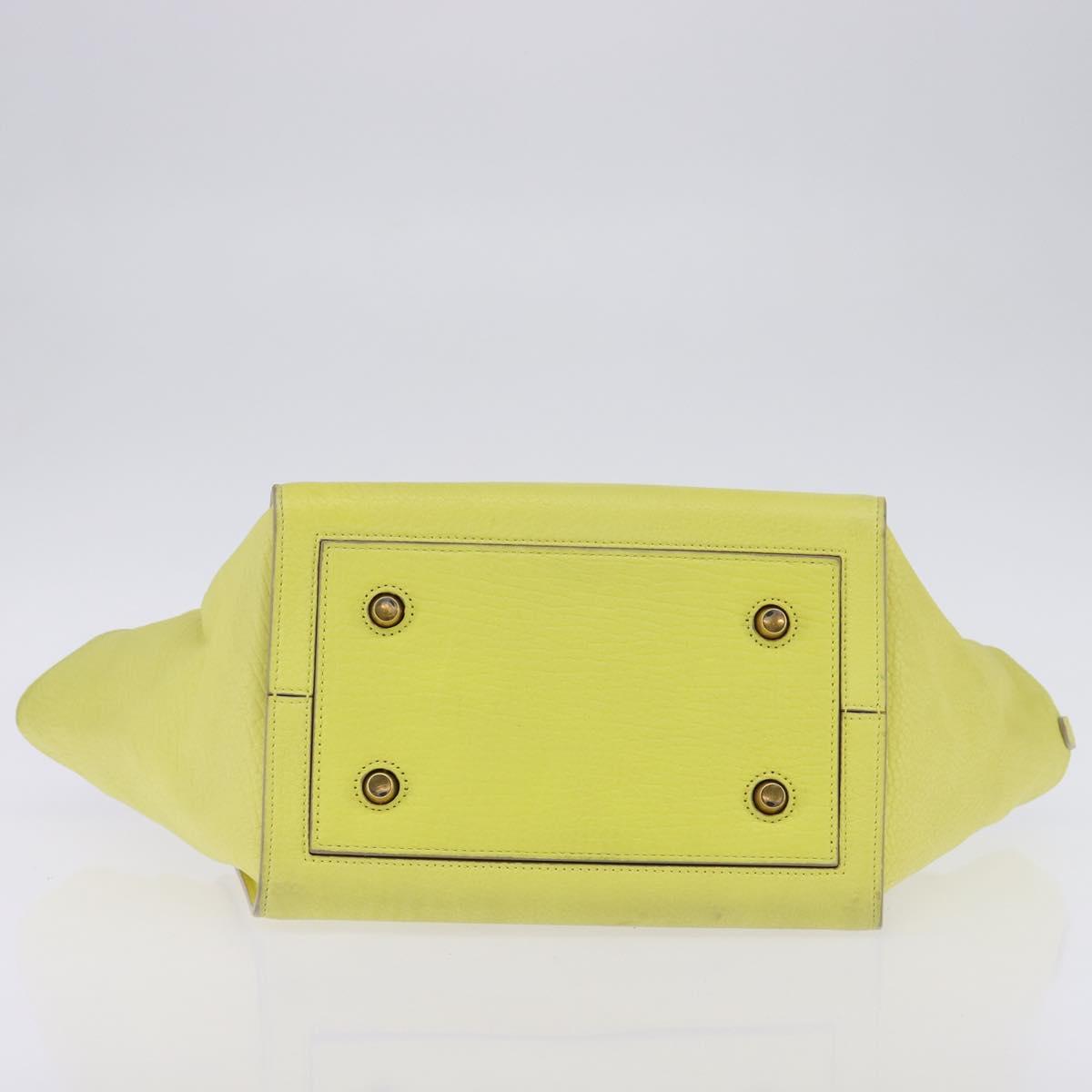 CELINE Thai Mini Hand Bag Leather Yellow Gold Auth BA5808