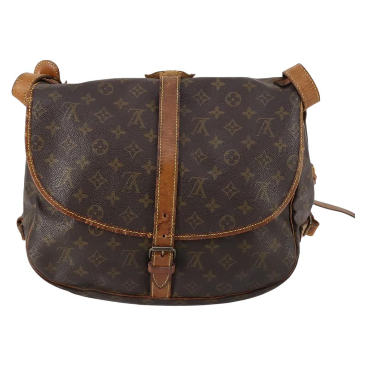 LOUIS VUITTON Monogram Saumur 35 Shoulder Bag M42254 LV Auth BA5810