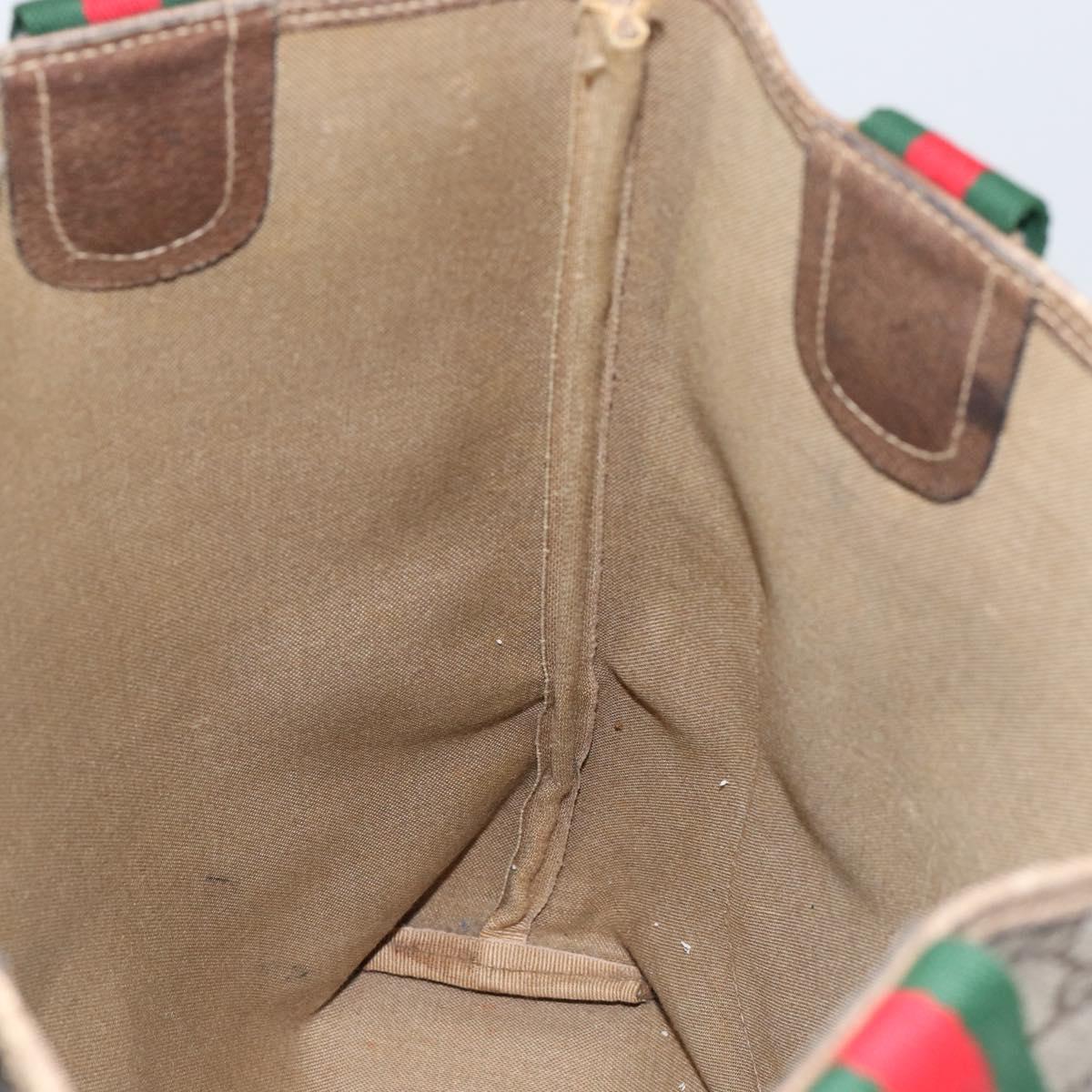 GUCCI GG Supreme Web Sherry Line Tote Bag PVC Beige 39 02 003 Auth BA5817