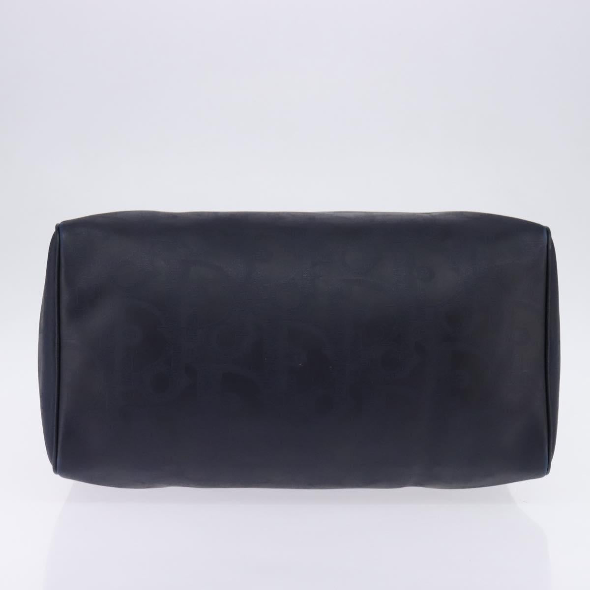 Christian Dior Trotter Canvas Boston Bag Navy Gold Auth BA5821