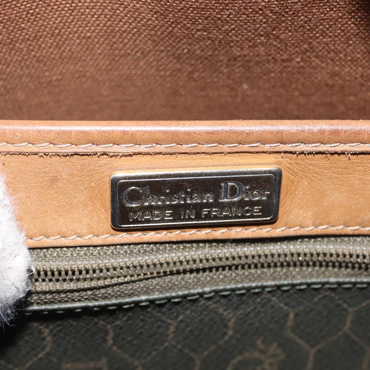 Christian Dior Honeycomb Canvas Shoulder Bag PVC Black Gold Auth BA5823