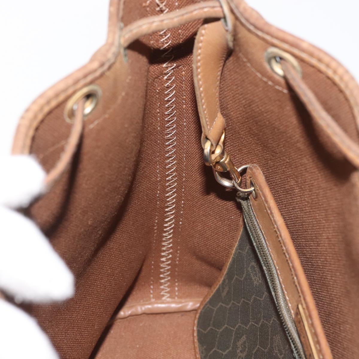 Christian Dior Honeycomb Canvas Shoulder Bag PVC Black Gold Auth BA5823