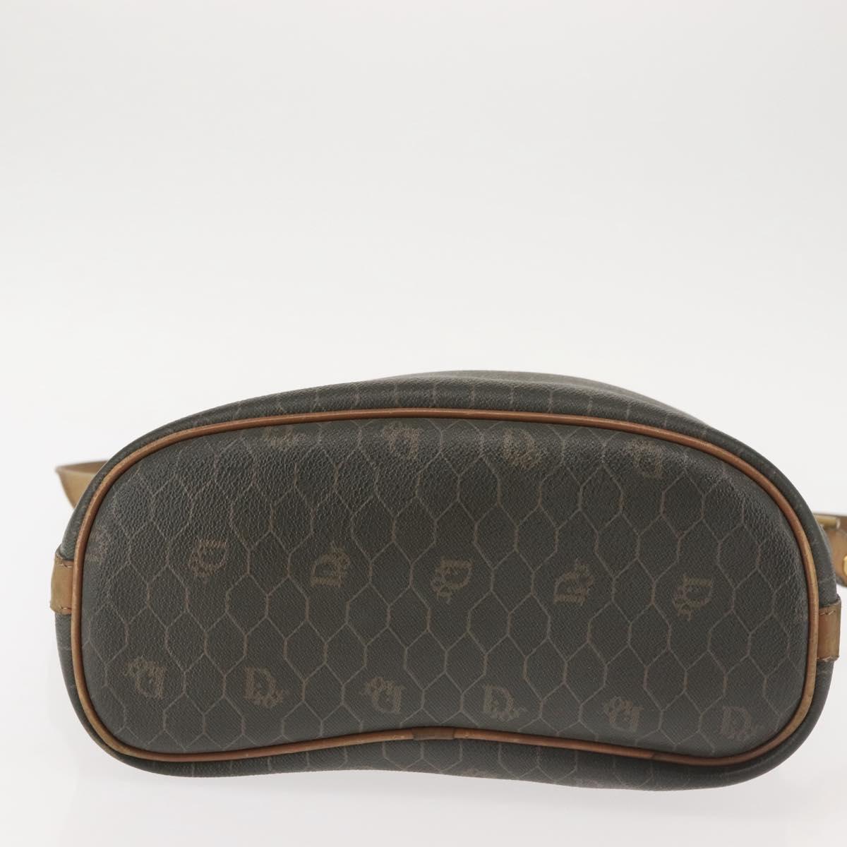 Christian Dior Honeycomb Canvas Shoulder Bag PVC Black Gold Auth BA5823