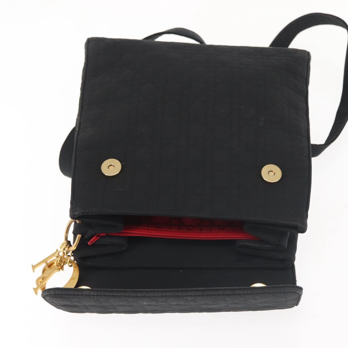 Christian Dior Canage Backpack Nylon Black Gold Auth BA5824