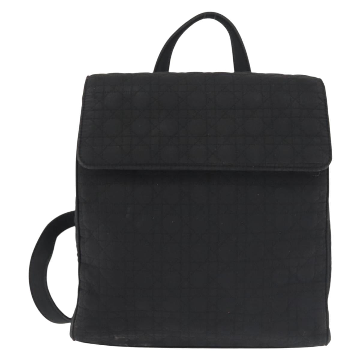 Christian Dior Canage Backpack Nylon Black Gold Auth BA5824