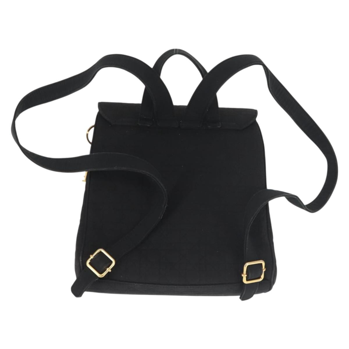 Christian Dior Canage Backpack Nylon Black Gold Auth BA5824