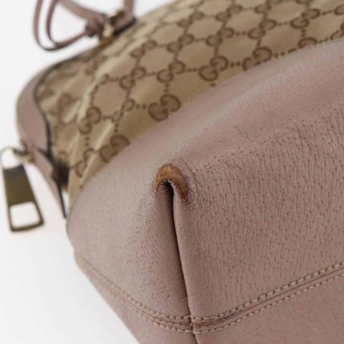 GUCCI GG Canvas Shoulder Bag Beige Gold 323673 Auth BA5827