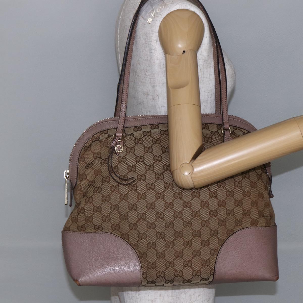 GUCCI GG Canvas Shoulder Bag Beige Gold 323673 Auth BA5827