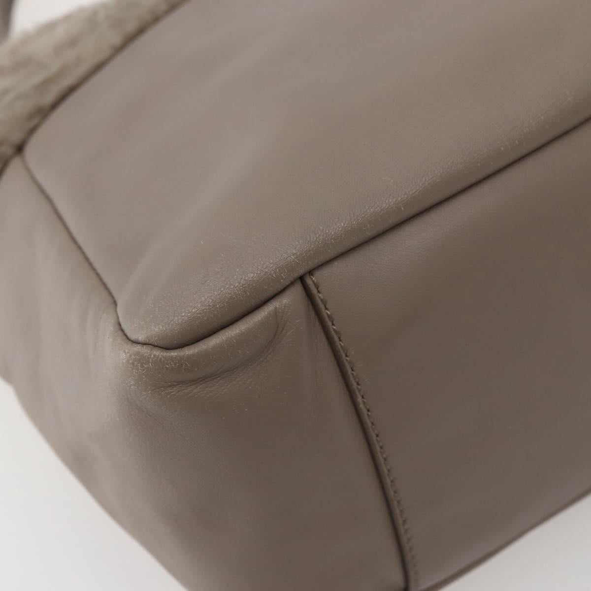 Salvatore Ferragamo Vala Hand Bag Leather Beige Gold Auth BA5832