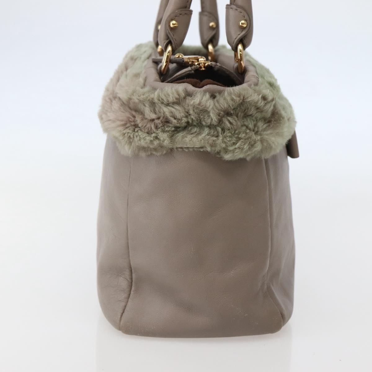 Salvatore Ferragamo Vala Hand Bag Leather Beige Gold Auth BA5832