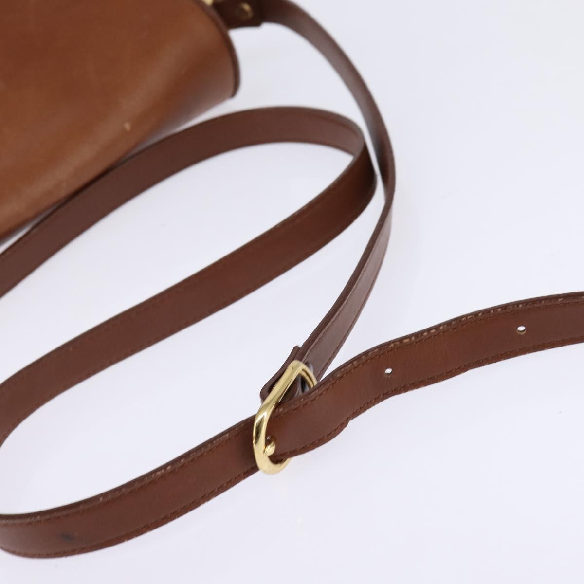 Burberrys Shoulder Bag Leather Brown Gold Auth BA5835