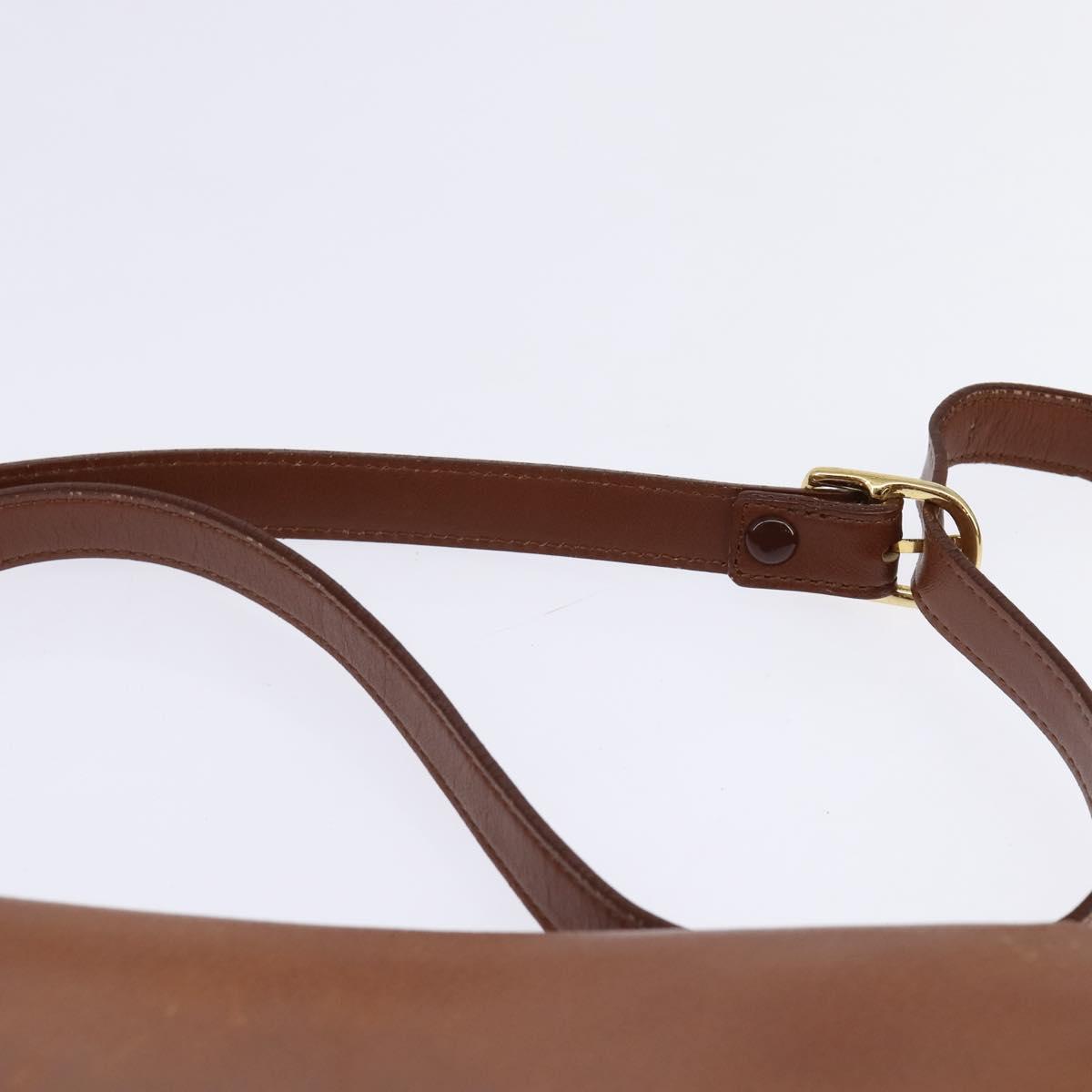 Burberrys Shoulder Bag Leather Brown Gold Auth BA5835