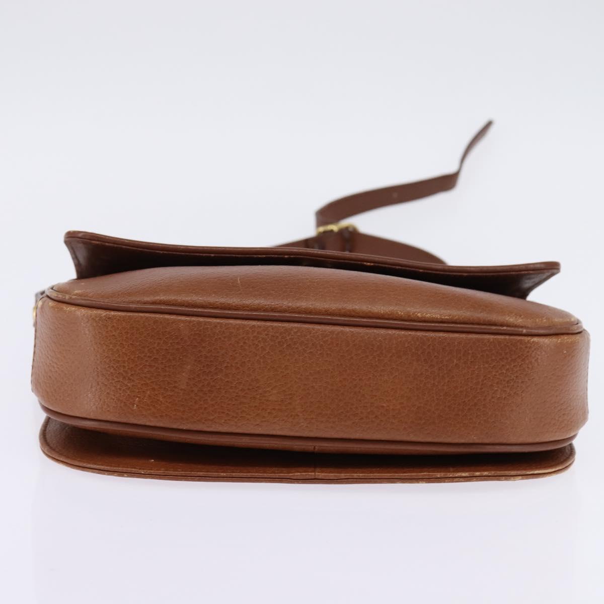 Burberrys Shoulder Bag Leather Brown Gold Auth BA5835