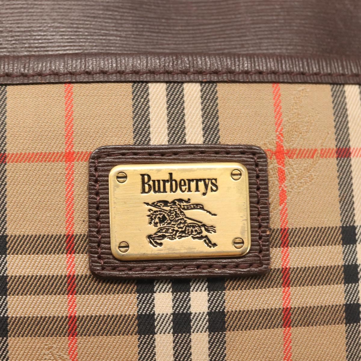 Burberrys Nova Check Shoulder Bag Canvas Beige Gold Auth BA5837