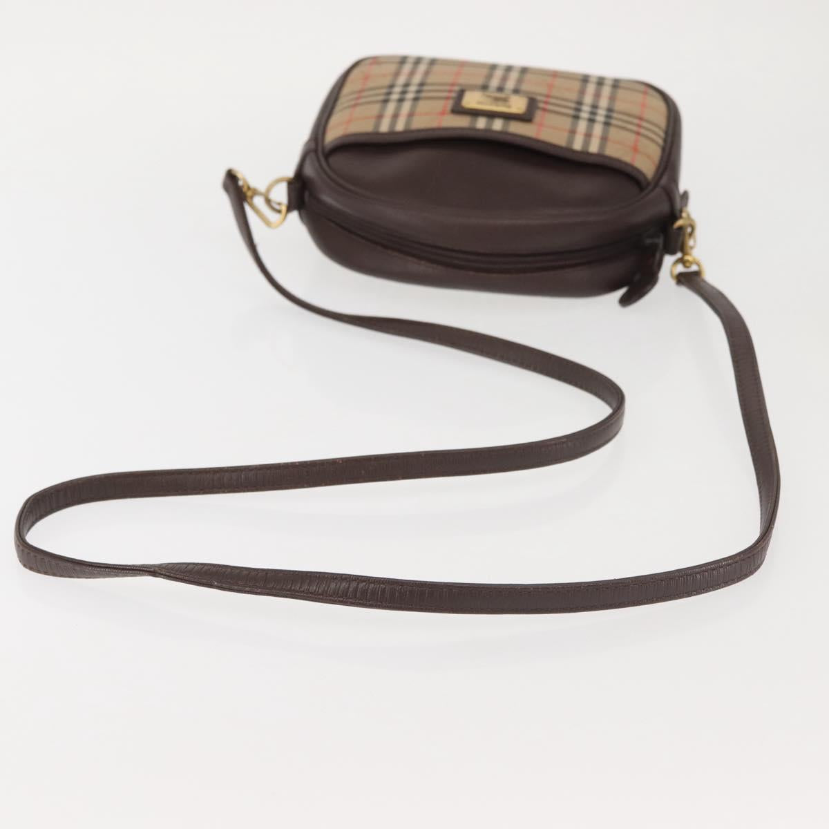Burberrys Nova Check Shoulder Bag Canvas Beige Gold Auth BA5837