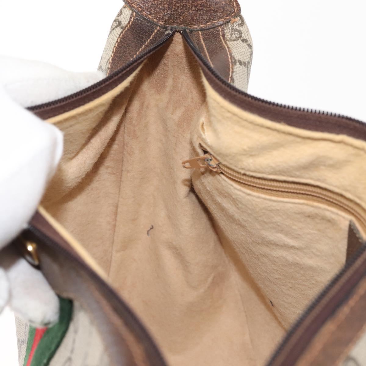 GUCCI GG Supreme Web Sherry Line Bag PVC Beige Gold 29 001 3840 Auth BA5840