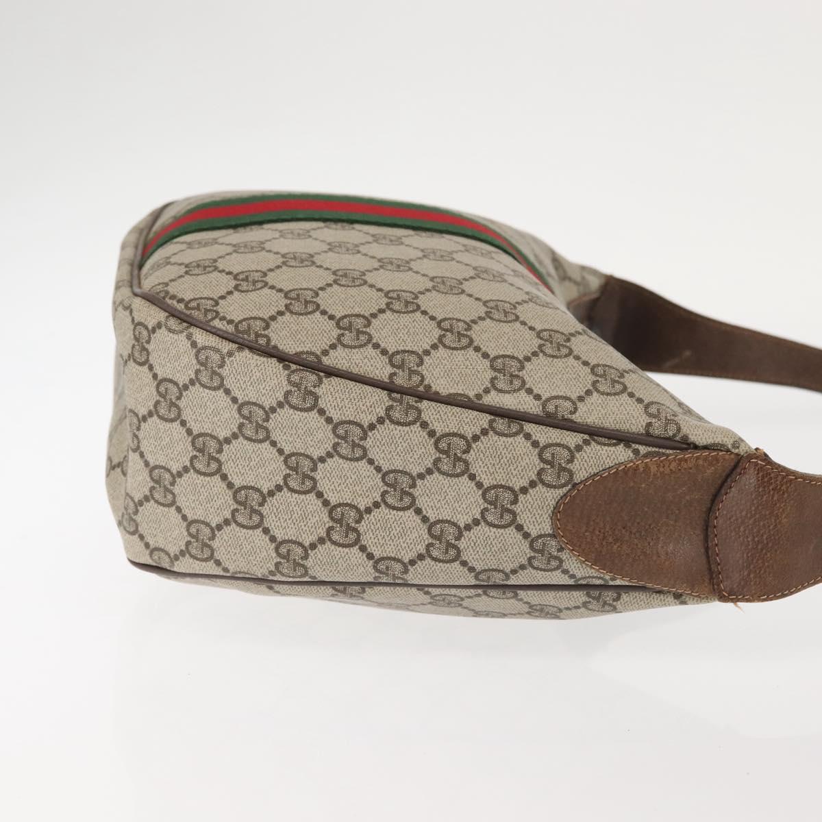 GUCCI GG Supreme Web Sherry Line Bag PVC Beige Gold 29 001 3840 Auth BA5840