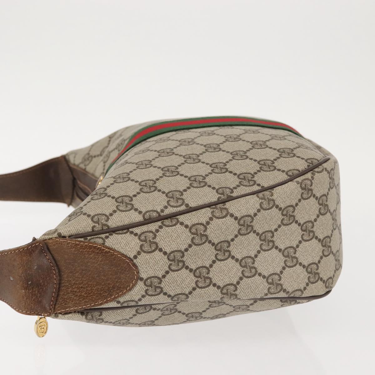 GUCCI GG Supreme Web Sherry Line Bag PVC Beige Gold 29 001 3840 Auth BA5840