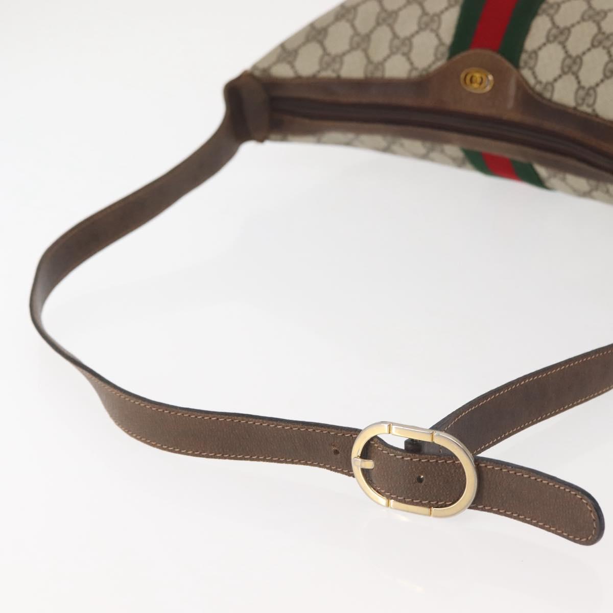 GUCCI GG Supreme Web Sherry Line Bag PVC Beige Gold 29 001 3840 Auth BA5840