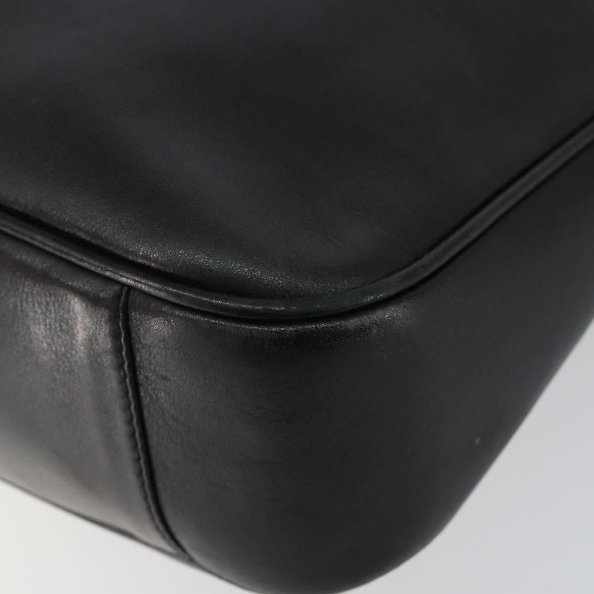 GUCCI Bamboo Hand Bag Leather 2way Black Gold 001 1638 Auth BA5841