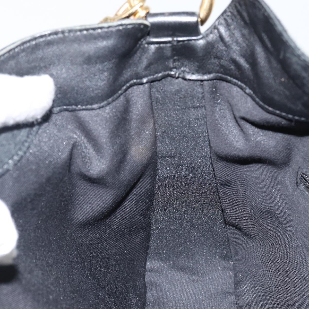 GUCCI Bamboo Hand Bag Leather 2way Black Gold 001 1638 Auth BA5841