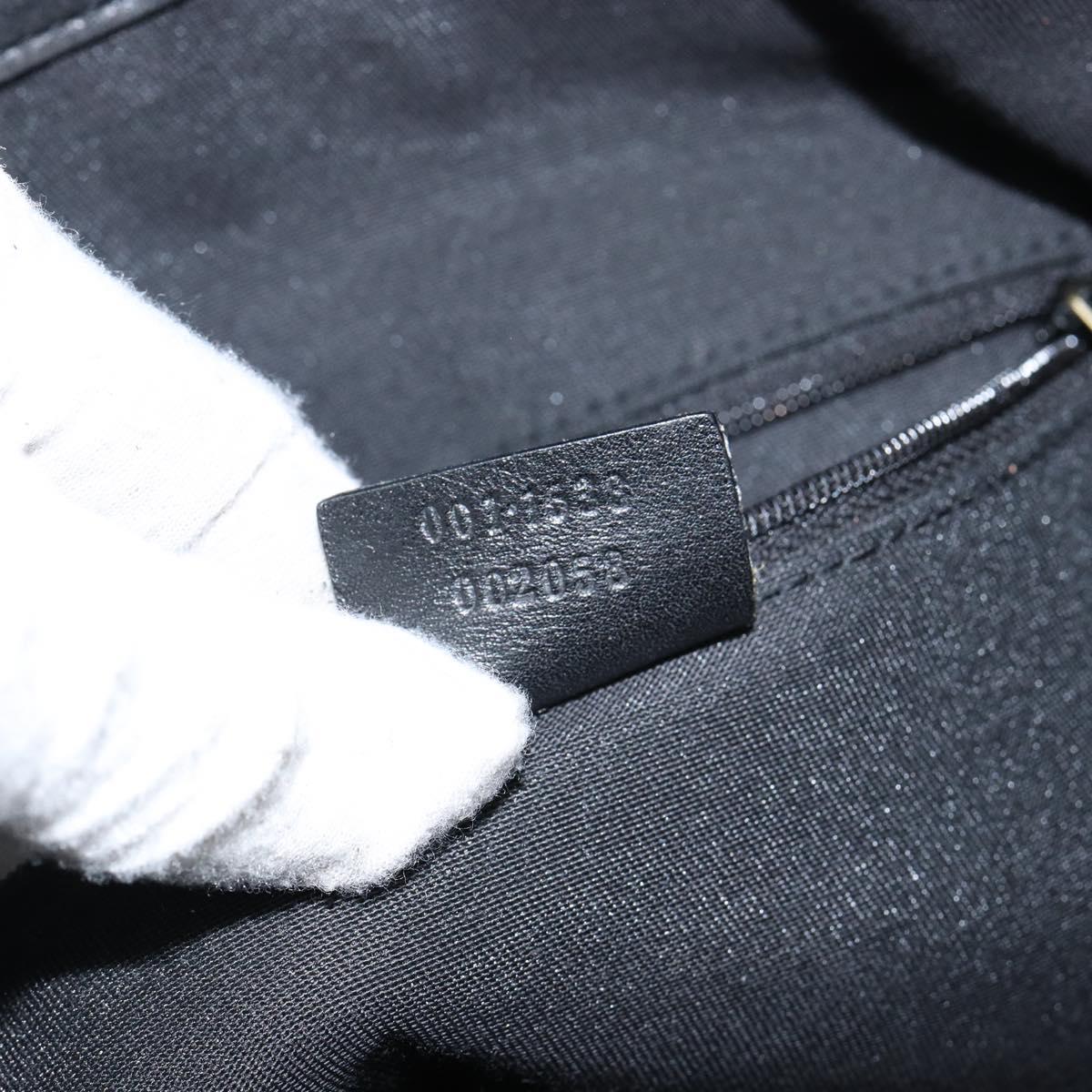 GUCCI Bamboo Hand Bag Leather 2way Black Gold 001 1638 Auth BA5841