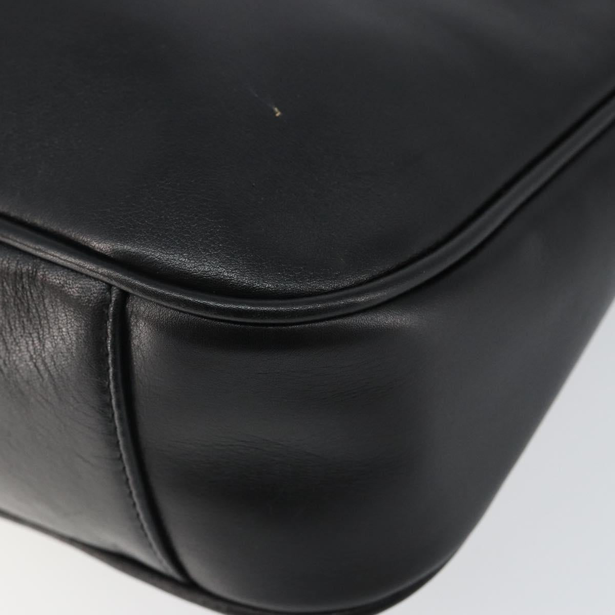 GUCCI Bamboo Hand Bag Leather 2way Black Gold 001 1638 Auth BA5842