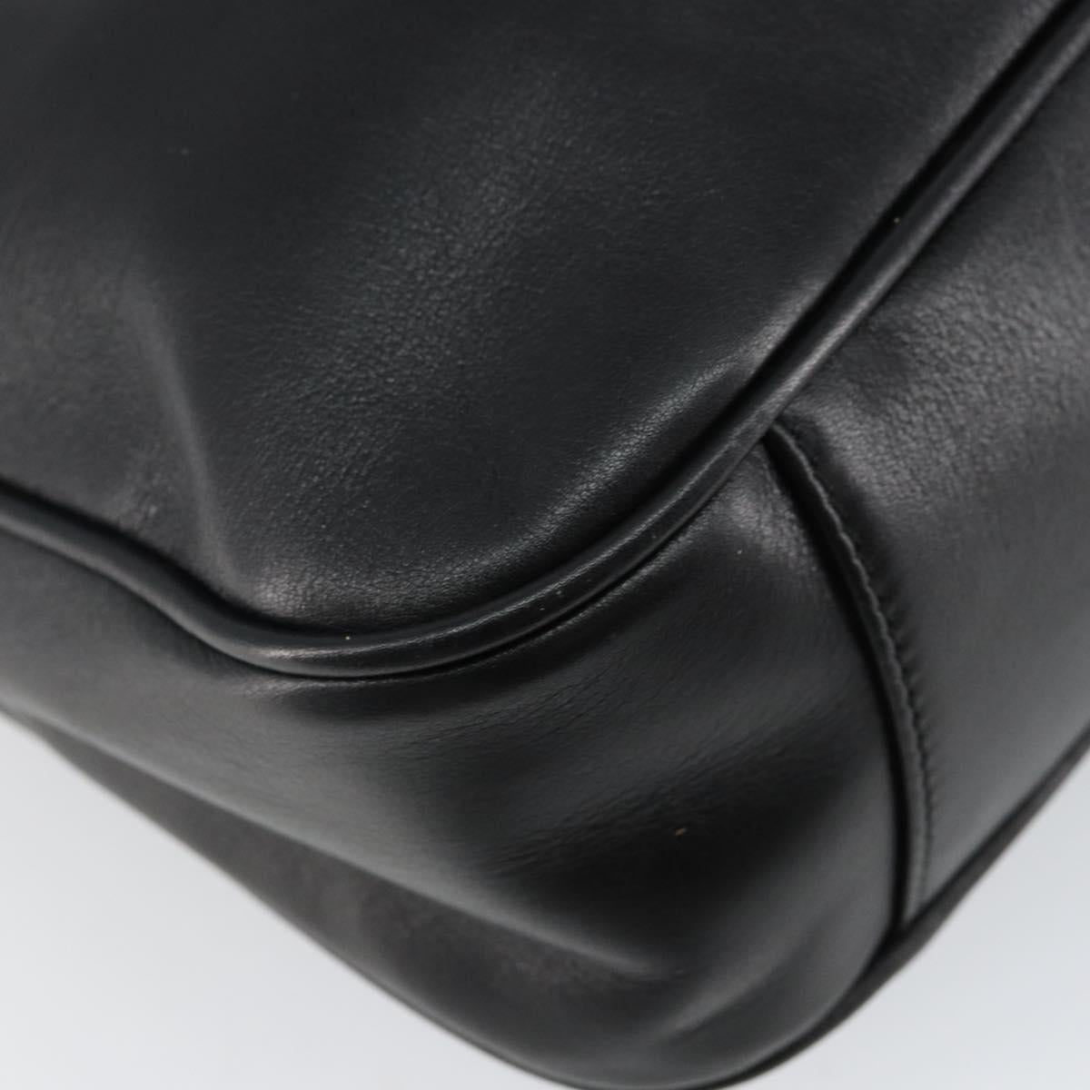 GUCCI Bamboo Hand Bag Leather 2way Black Gold 001 1638 Auth BA5842