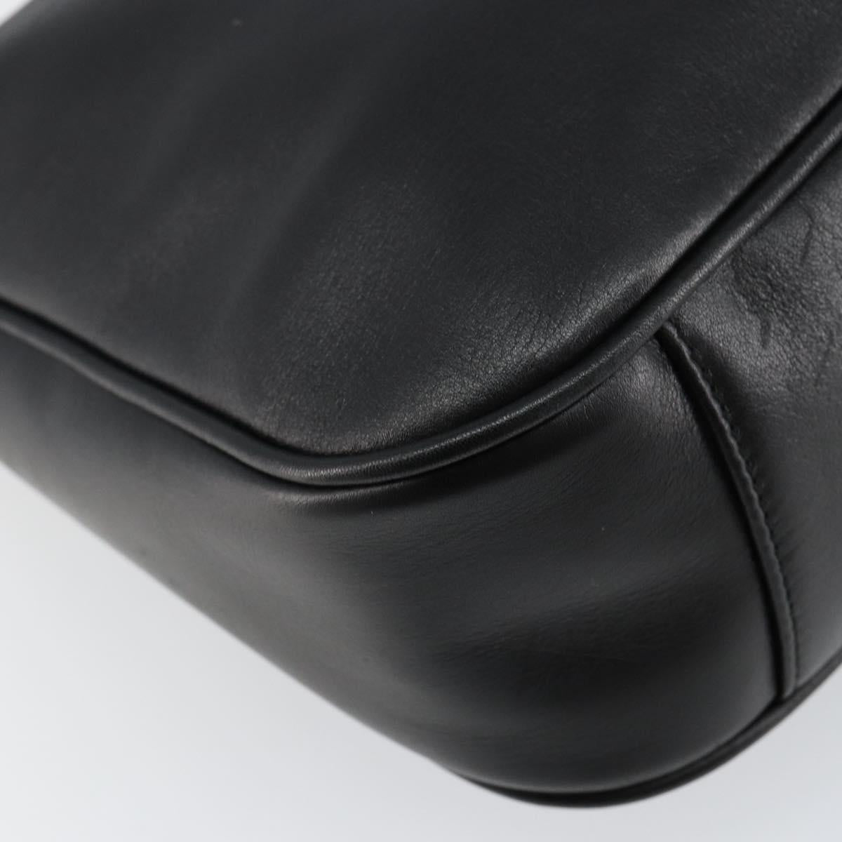 GUCCI Bamboo Hand Bag Leather 2way Black Gold 001 1638 Auth BA5842