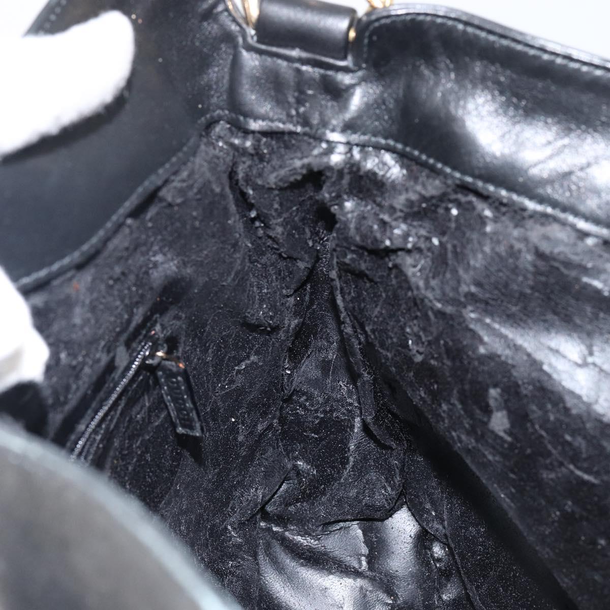 GUCCI Bamboo Hand Bag Leather 2way Black Gold 001 1638 Auth BA5842