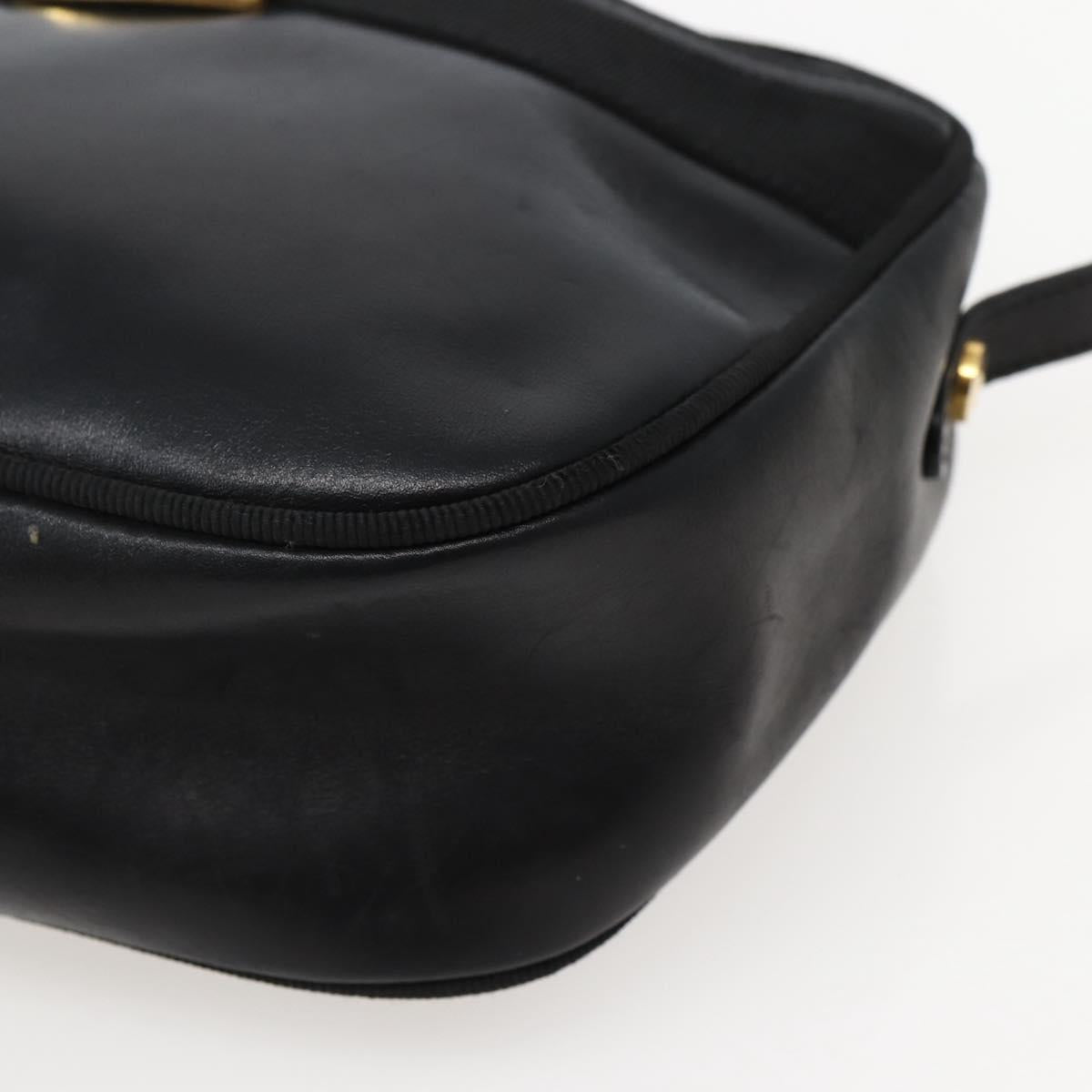 Salvatore Ferragamo Vala Shoulder Bag Leather Black Gold Auth BA5848