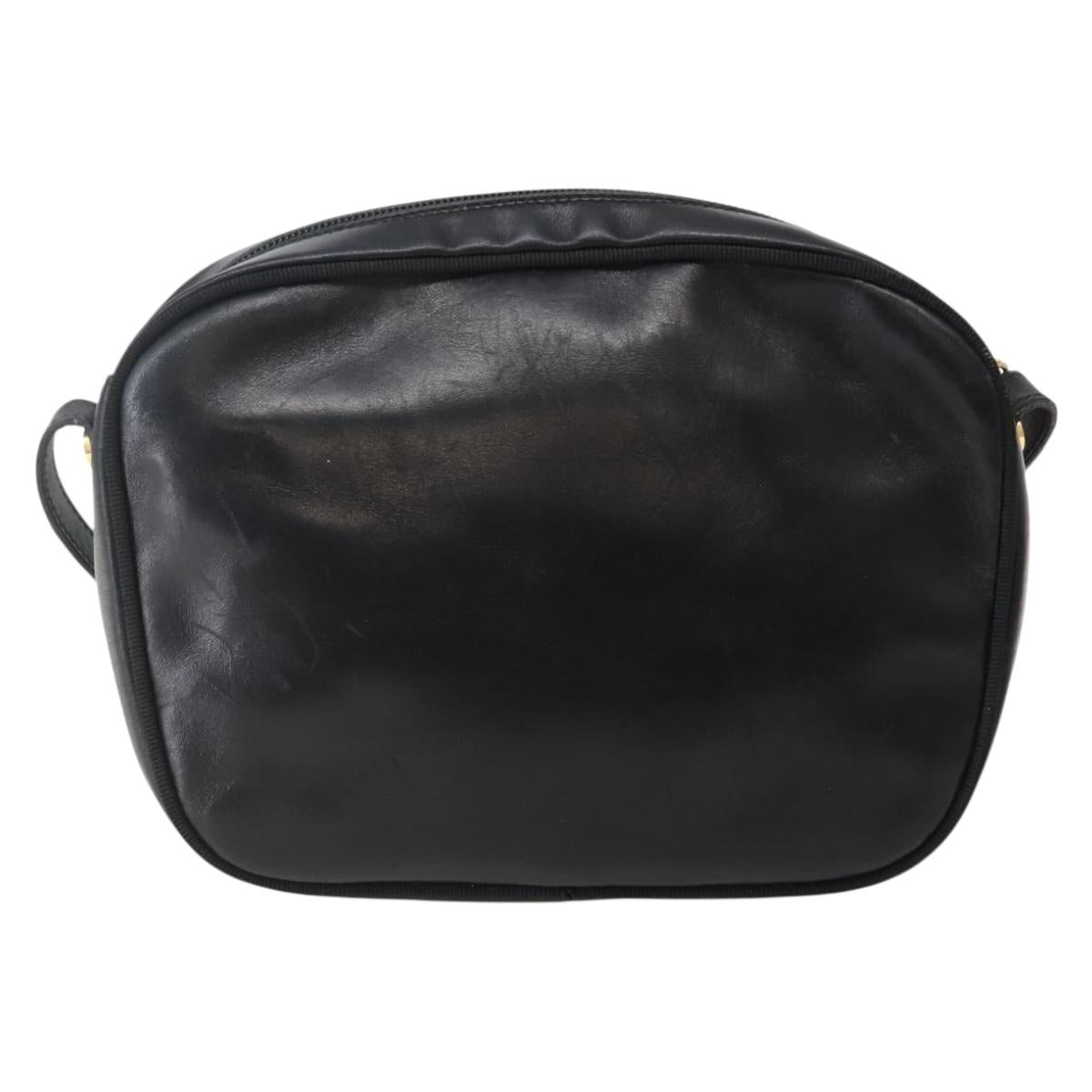 Salvatore Ferragamo Vala Shoulder Bag Leather Black Gold Auth BA5848