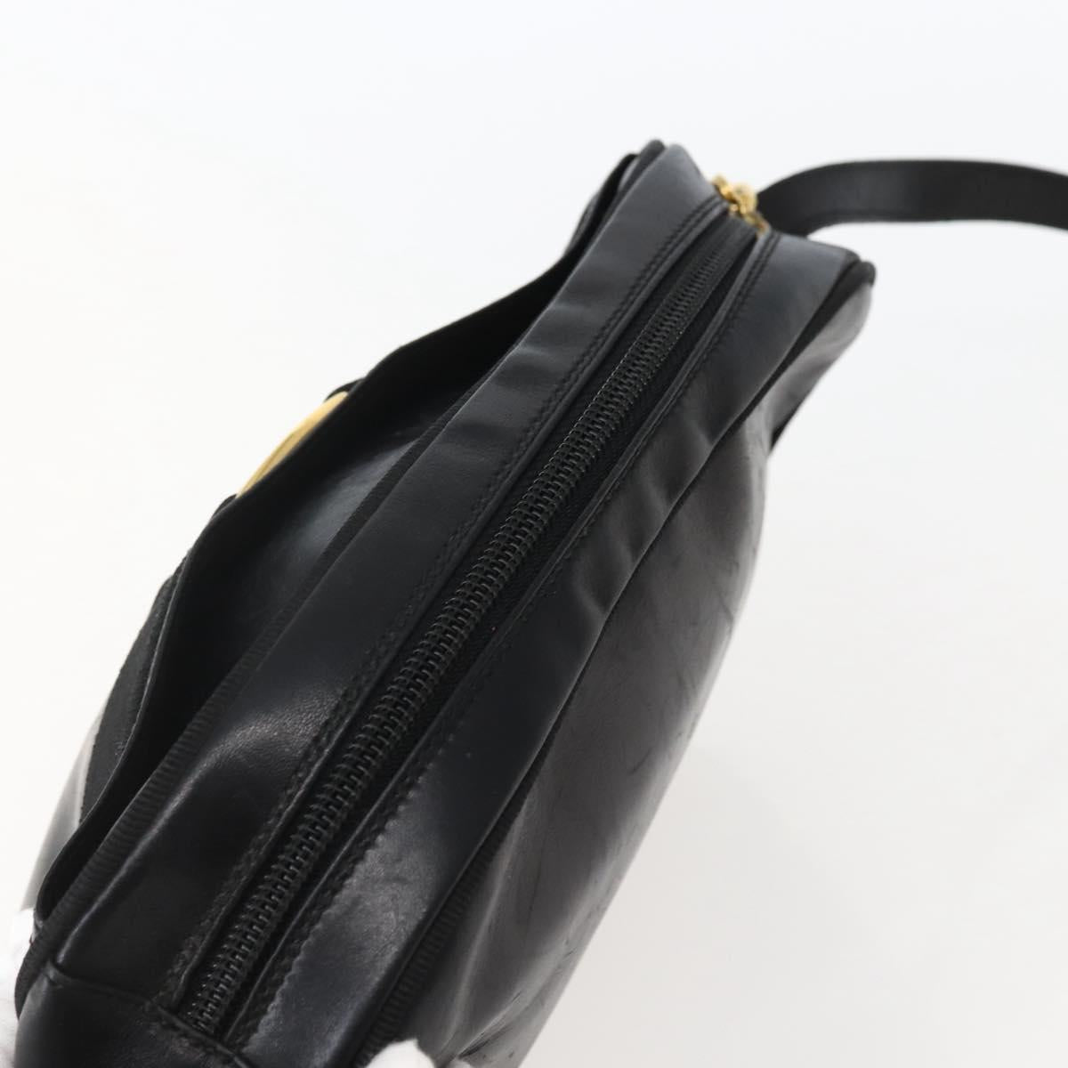 Salvatore Ferragamo Vala Shoulder Bag Leather Black Gold Auth BA5848