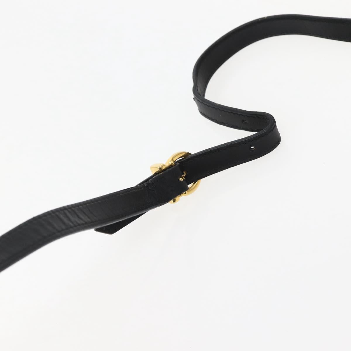 Salvatore Ferragamo Vala Shoulder Bag Leather Black Gold Auth BA5848
